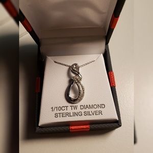 Genuine White Diamond SS Pendant Necklace